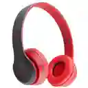 Audífonos Bluetooth Inalambricos On Ear Grandes P47 Micro Sd Recargable 6hrs Usb Color Rojo