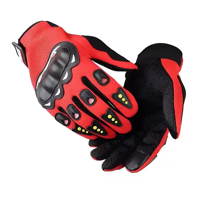 Guantes Tácticos Para Motocicleta O Bici Nudillos Extra Duros Reforzados Correa Con Dedos Color Rojo Talla Xl
