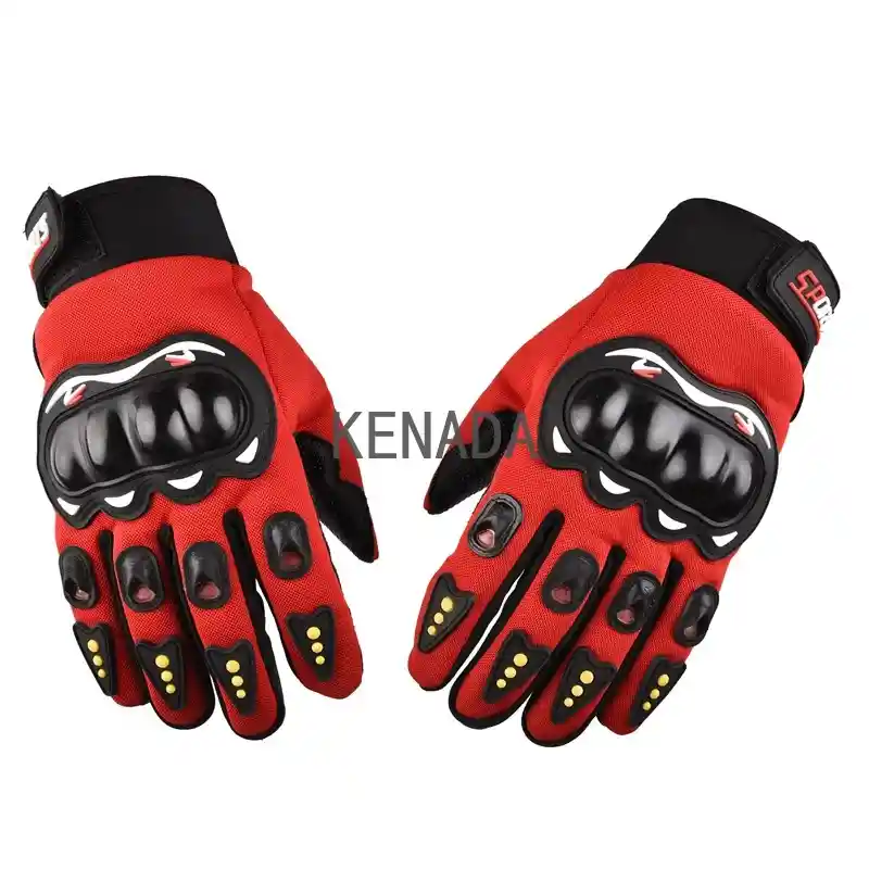 Guantes Tácticos Para Motocicleta O Bici Nudillos Extra Duros Reforzados Correa Con Dedos Color Rojo Talla Xl