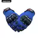 Guantes Tácticos Para Motocicleta O Bici Nudillos Extra Duros Reforzados Correa Con Dedos Color Azul Talla M
