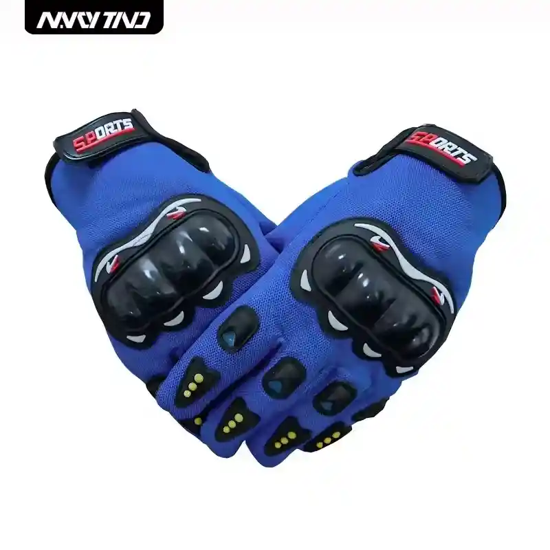 Guantes Tácticos Para Motocicleta O Bici Nudillos Extra Duros Reforzados Correa Con Dedos Color Azul Talla Xl