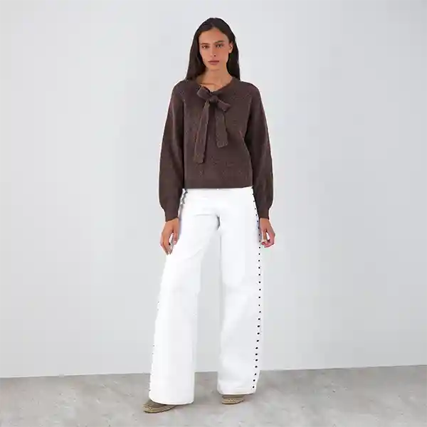 Sweater Lazo Frontal Café L Mujer Raindoor