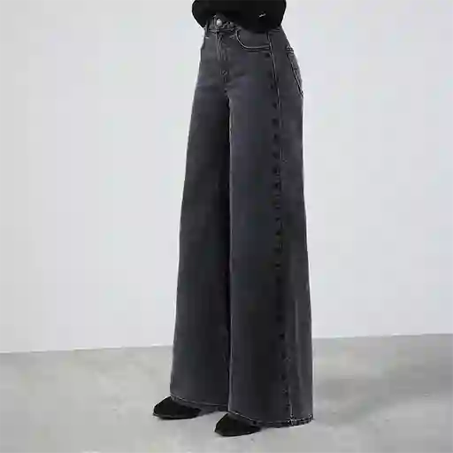 Pantalón Negro Estrellas Bordadas 44 Mujer Raindoor