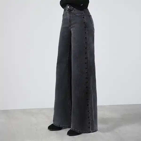 Pantalón Negro Estrellas Bordadas 40 Mujer Raindoor