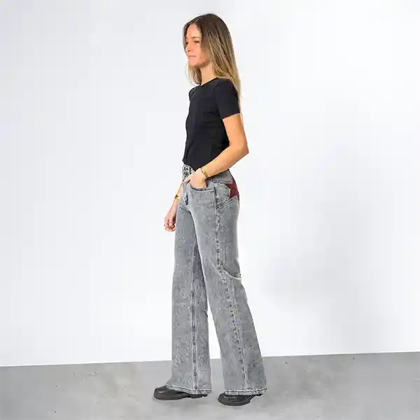Pantalón Estrellas Bolsillos Gris 32 Mujer Raindoor