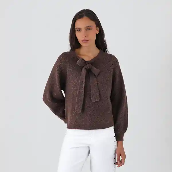 Sweater Lazo Frontal Café Xs Mujer Raindoor