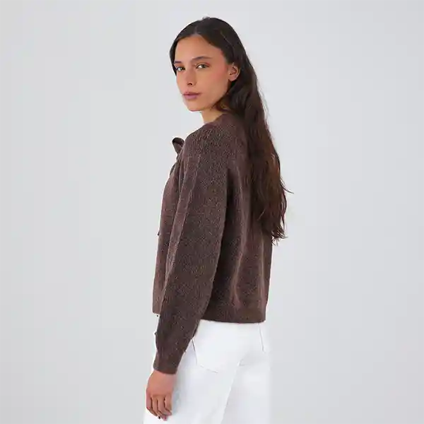 Sweater Lazo Frontal Café M Mujer Raindoor