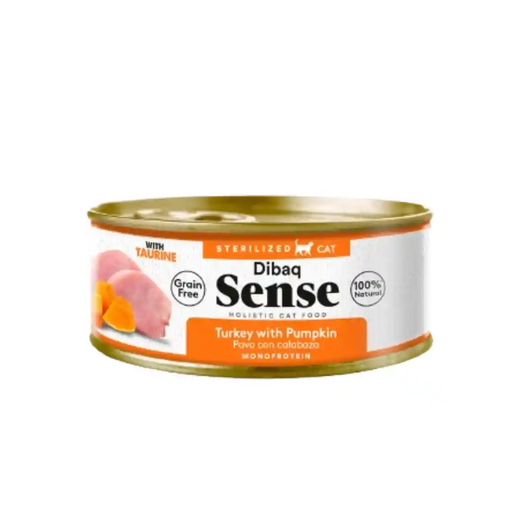 Dibaq Sense, Alimento Húmedo Para Gatos Esterilizados, Sabor Pavo Y Calabaza