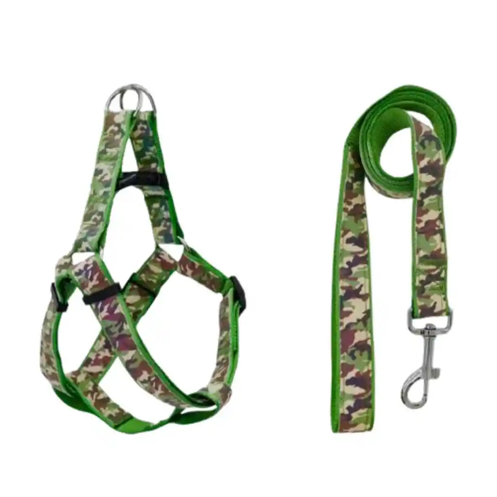 Set De Arnés Y Correa Camuflaje-reflectante (talla M-l)