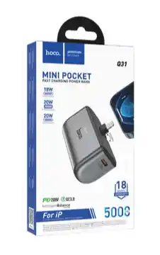 Batería Portátil Ligera Carga Rapida De Bolsillo Lightning Y Tipo C Hoco Q31