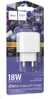 Cargador De Pared Puerto Usb 18w Usb Hoco Cs52a