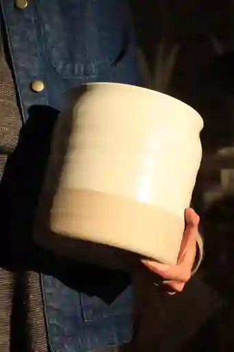 Florero Cerámica Bicolor Beige