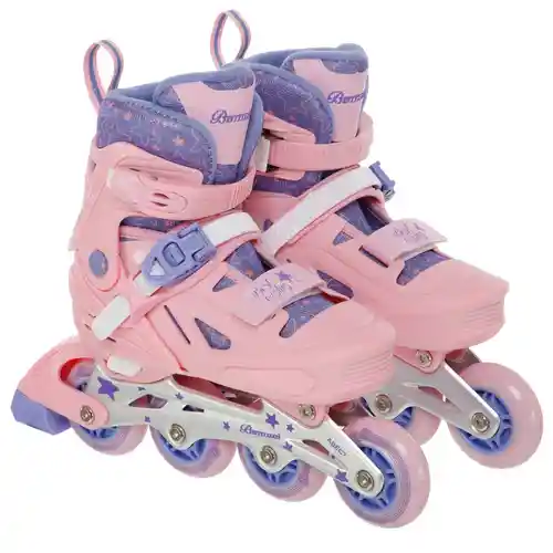 Patines En Línea Infantiles Ajustables Rosado Talla: S (31-34)