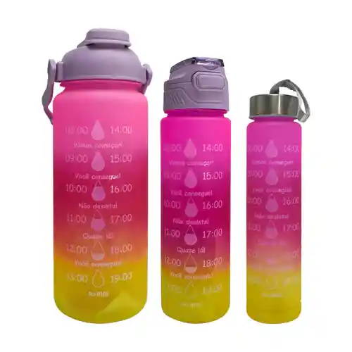 Pack De Botellas Motivacional Tomatodo 2litros Pink Yellow