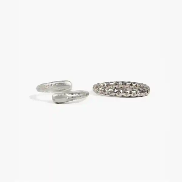 Set Anillos Boho Textura S Plateado