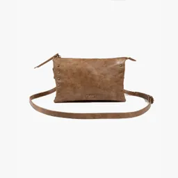 Cartera Bandolera Con Tachas Café