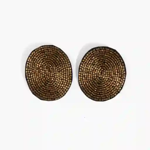 Aros Fiesta Ovalados Mostacillas Dorado