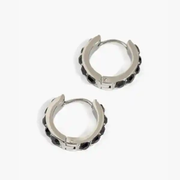 Aros Argollas Strass Plateado