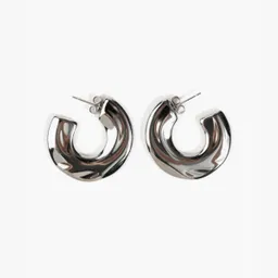 Aros Argollas Gruesas Lisas Plateado