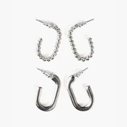 Set Aros Argollas Diseños Plateado