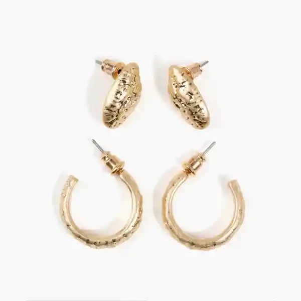 Set Aros Boho Machacados Dorado
