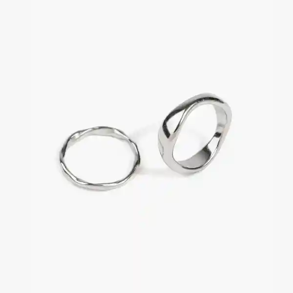 Set Anillos Irregulares M Plateado