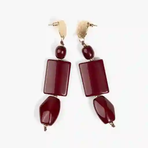 Aros Largos Con Piedras Burdeo
