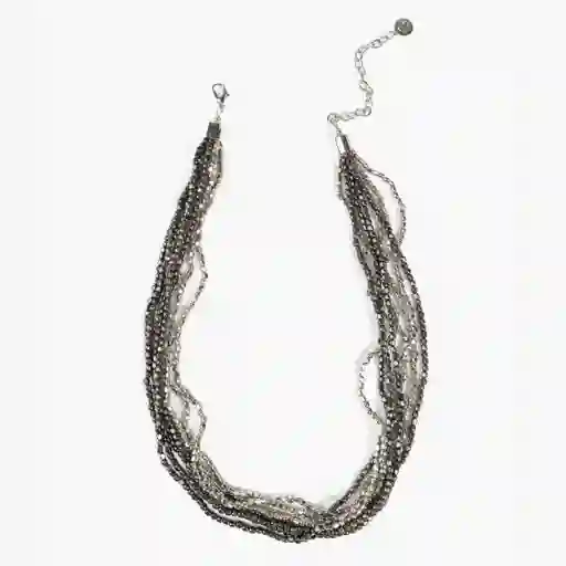Collar Multicapas Corto Plateado