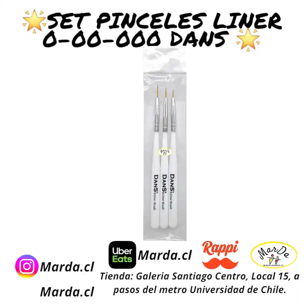 Set Pinceles N° 0 – 00 – 000 Dans Liner Para Diseño O Mano Alzada Manicure Pedicure