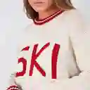 Sweater Ski Blanco Rojo L Mujer Raindoor