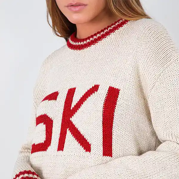 Sweater Ski Blanco Rojo L Mujer Raindoor