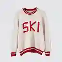 Sweater Ski Blanco Rojo L Mujer Raindoor