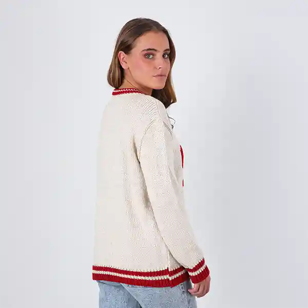 Sweater Ski Blanco Rojo L Mujer Raindoor