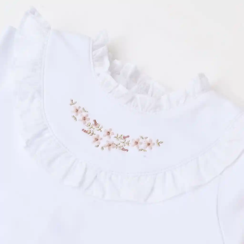 Warmi Enterito Emilia Blanco Flores Bordadas 0/3 Meses