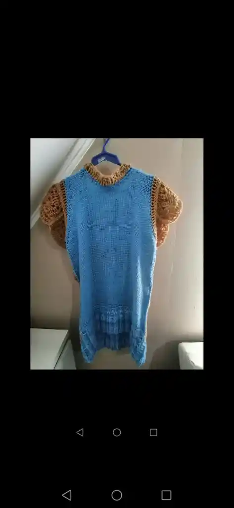 Vestido Tejido Niña Color Celeste Con Mostaza