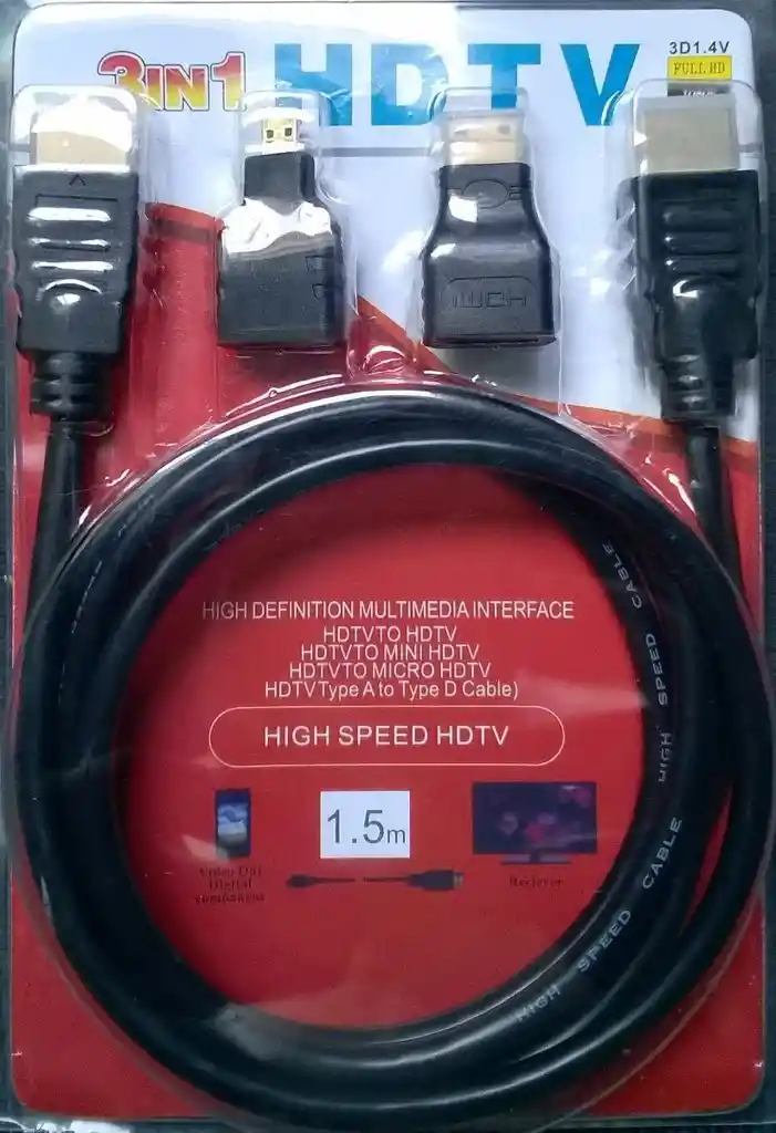 Cabo Hdtv 3 En 1 Con Adaptadores Mini Hd E Micro Hd