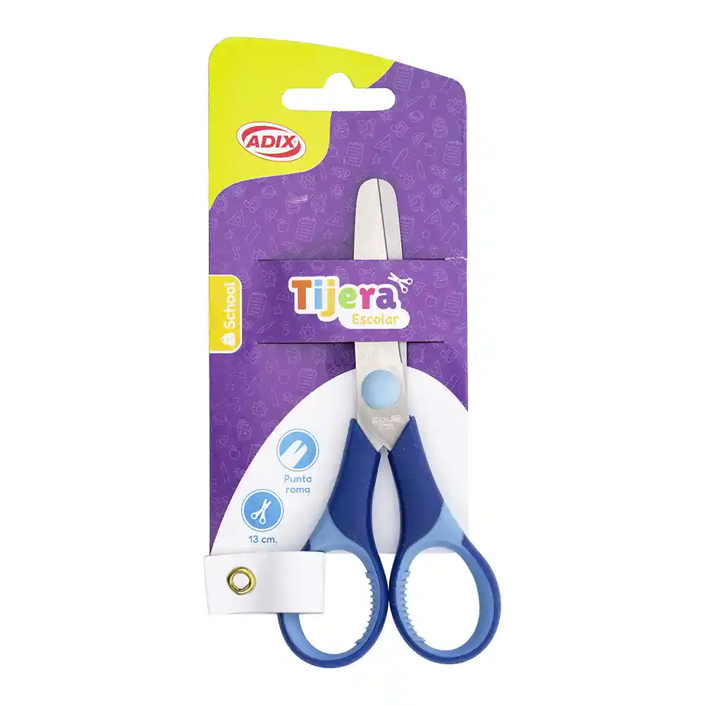 Tijera Escolar 13cm Azul (054) Adix