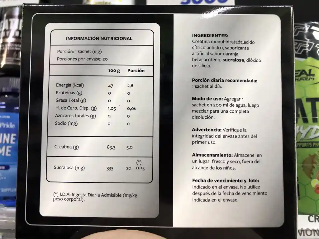 Creatina Monohidrato 5000 20 Sachets 100grs Sabor Naranja Xtreme Boost