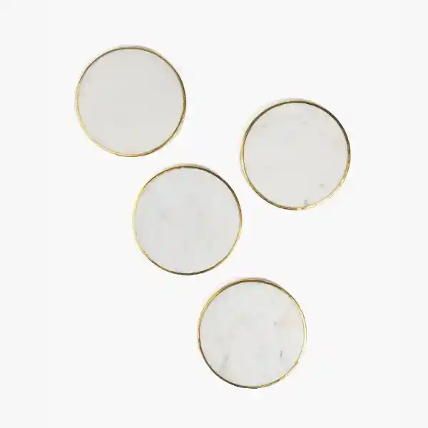 Set Posavasos Mármol Blanco