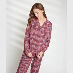 Pijama Dreamy Largo Palmeras M Morado