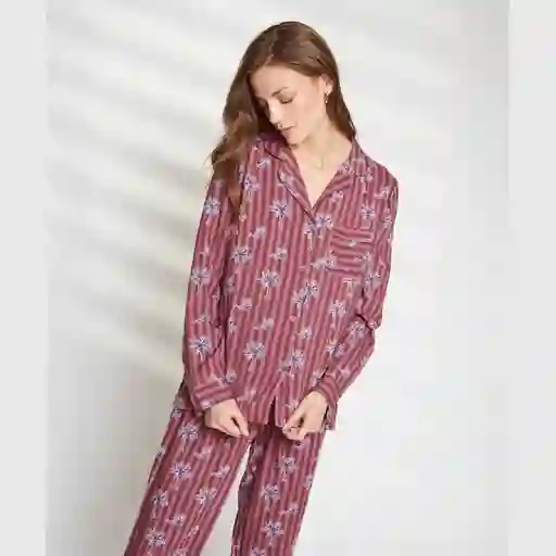 Pijama Dreamy Largo Palmeras M Morado