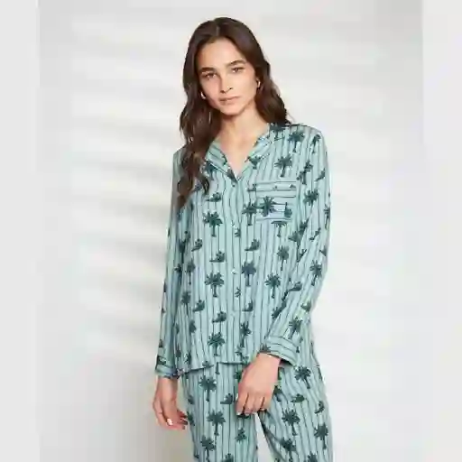 Pijama Dreamy Largo Palmeras M Verde