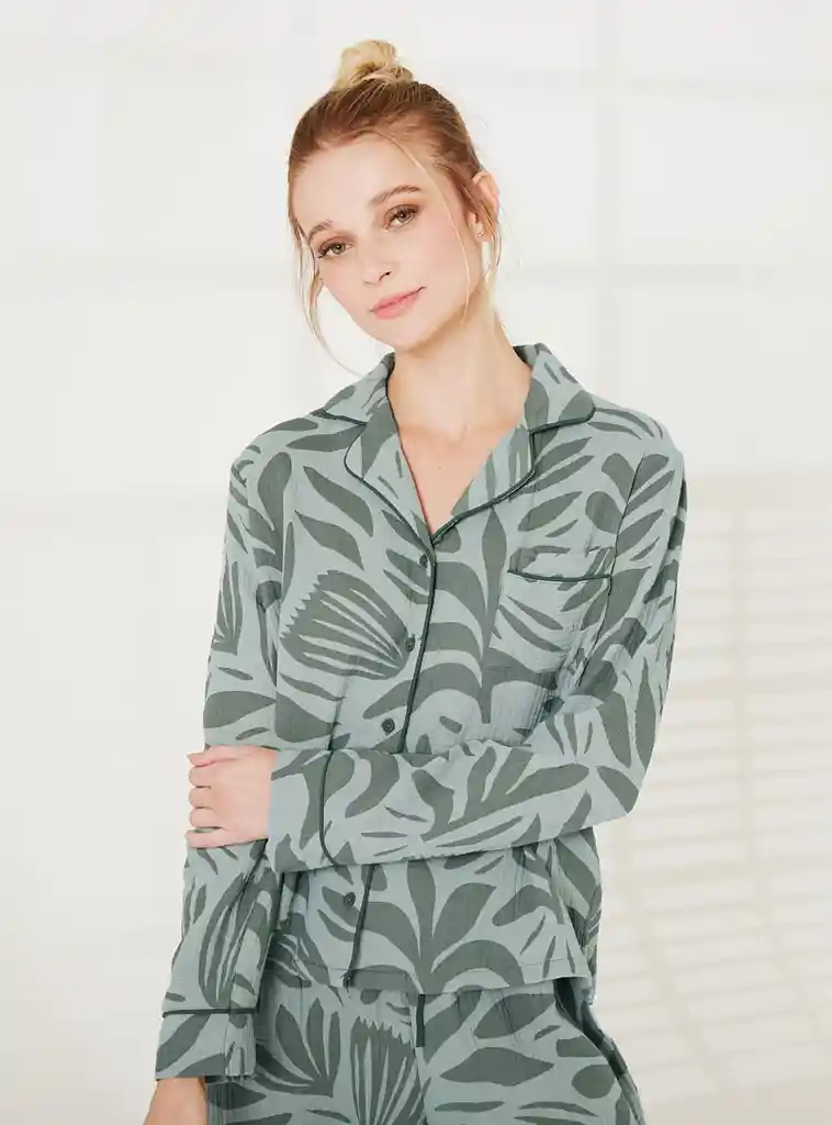 Pijama Dreamy Hojas Xs Verde