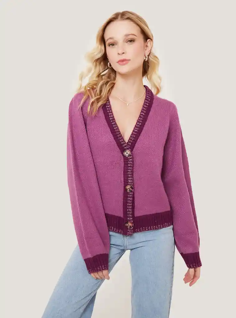 Chaleco Boho Brillos Xl Rosado