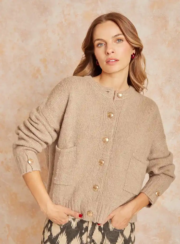 Chaleco Boho Clásico Xl Beige