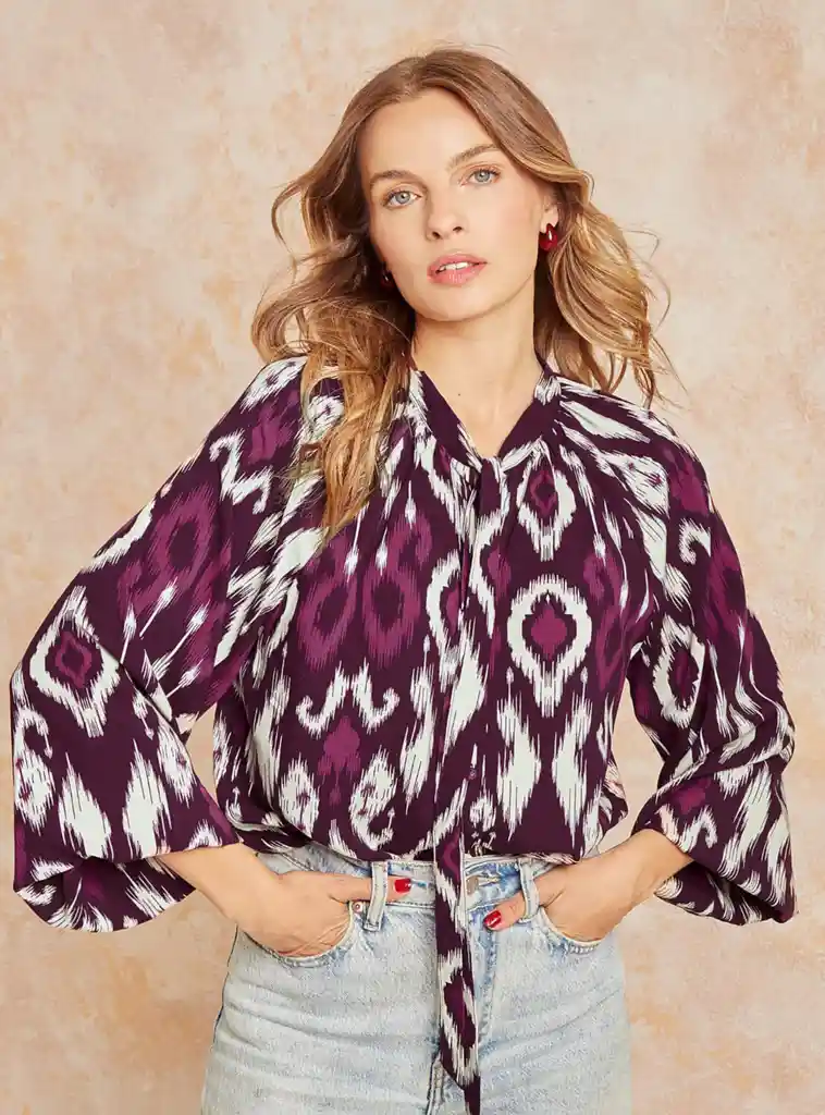 Blusa Boho Estampado Xl Morado