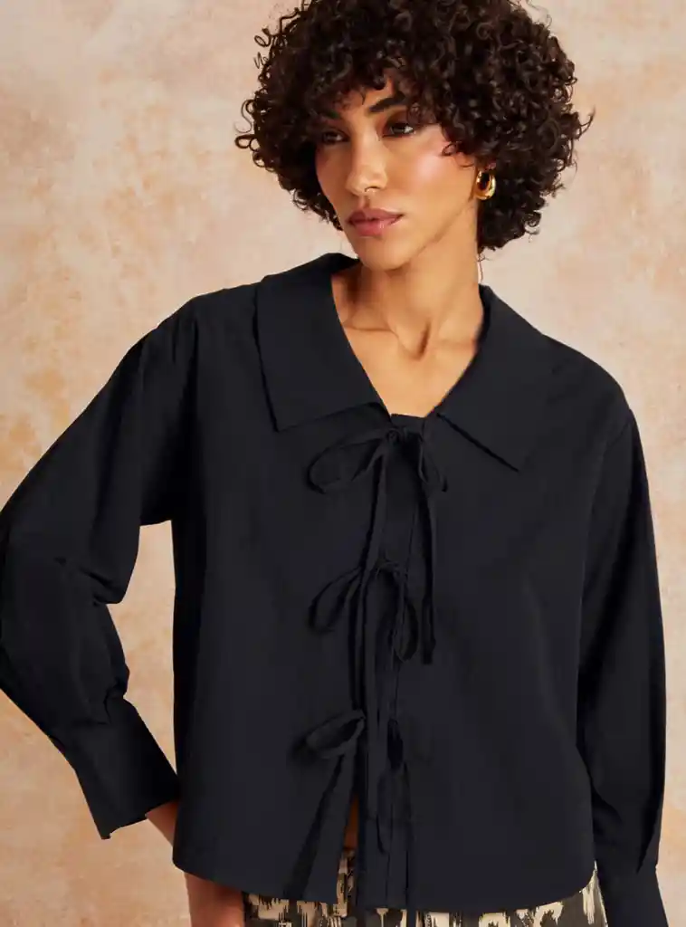 Blusa Boho Lazos Xl Negro