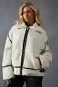 Chaqueta Larga Chiporro Talla S Blanca Con Negro Mujer Invierno