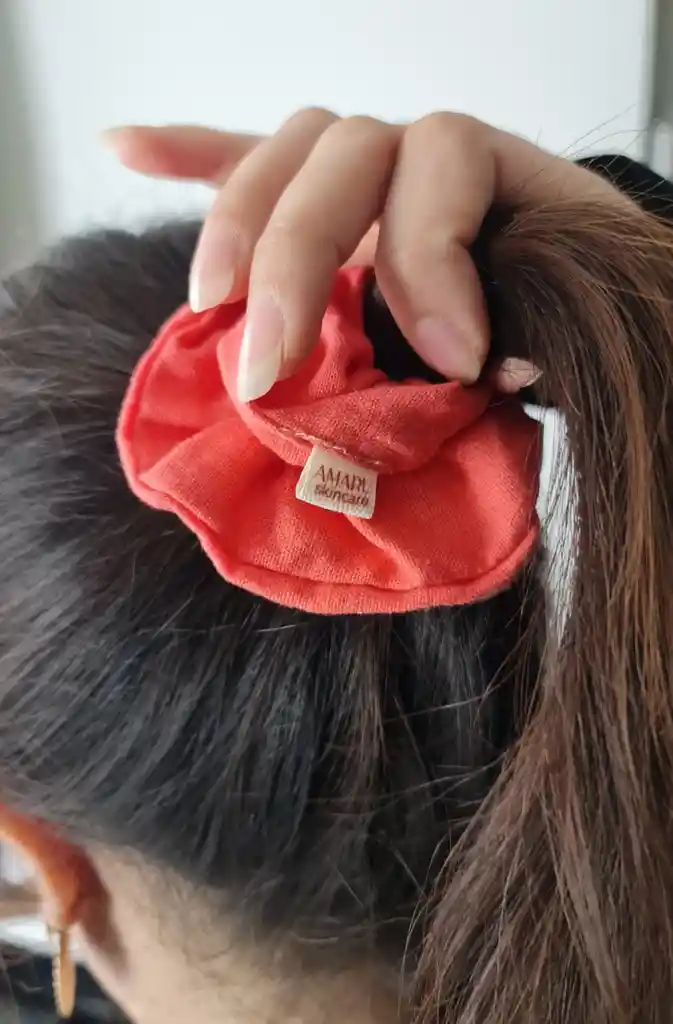 Scrunchies De Lino Coral