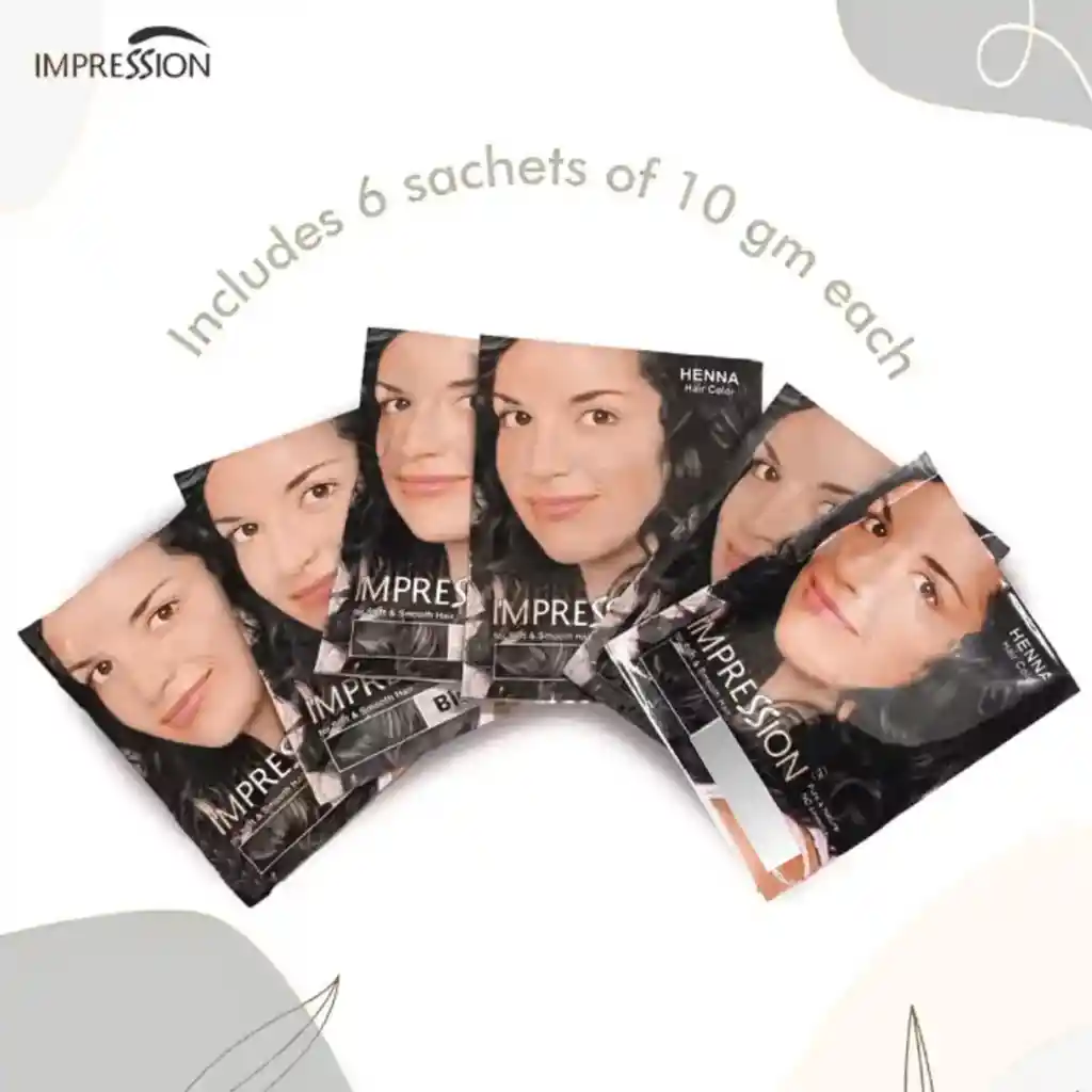 Impression Henna Hair Color Negro Azulado 10 Gr X 6 Sachets